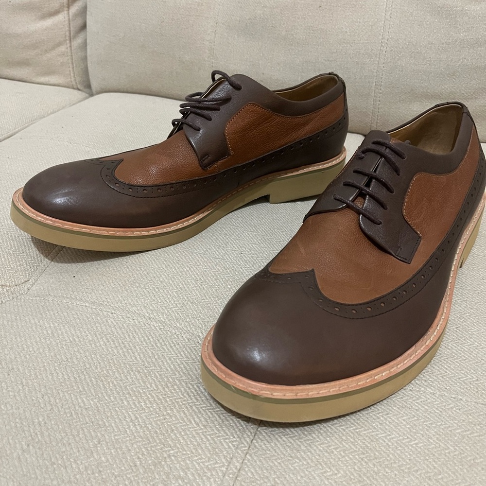 NEW Donald J Pliner Men Wingtip Oxfords Gareth Expresso Brown Leather Size 13 M